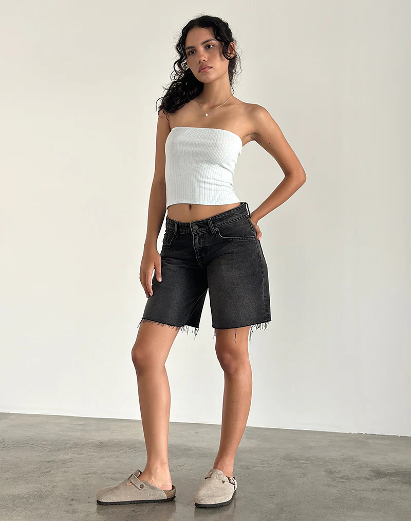 Peggy Bandeau Top in Pointelle Soft Blue - Image 3