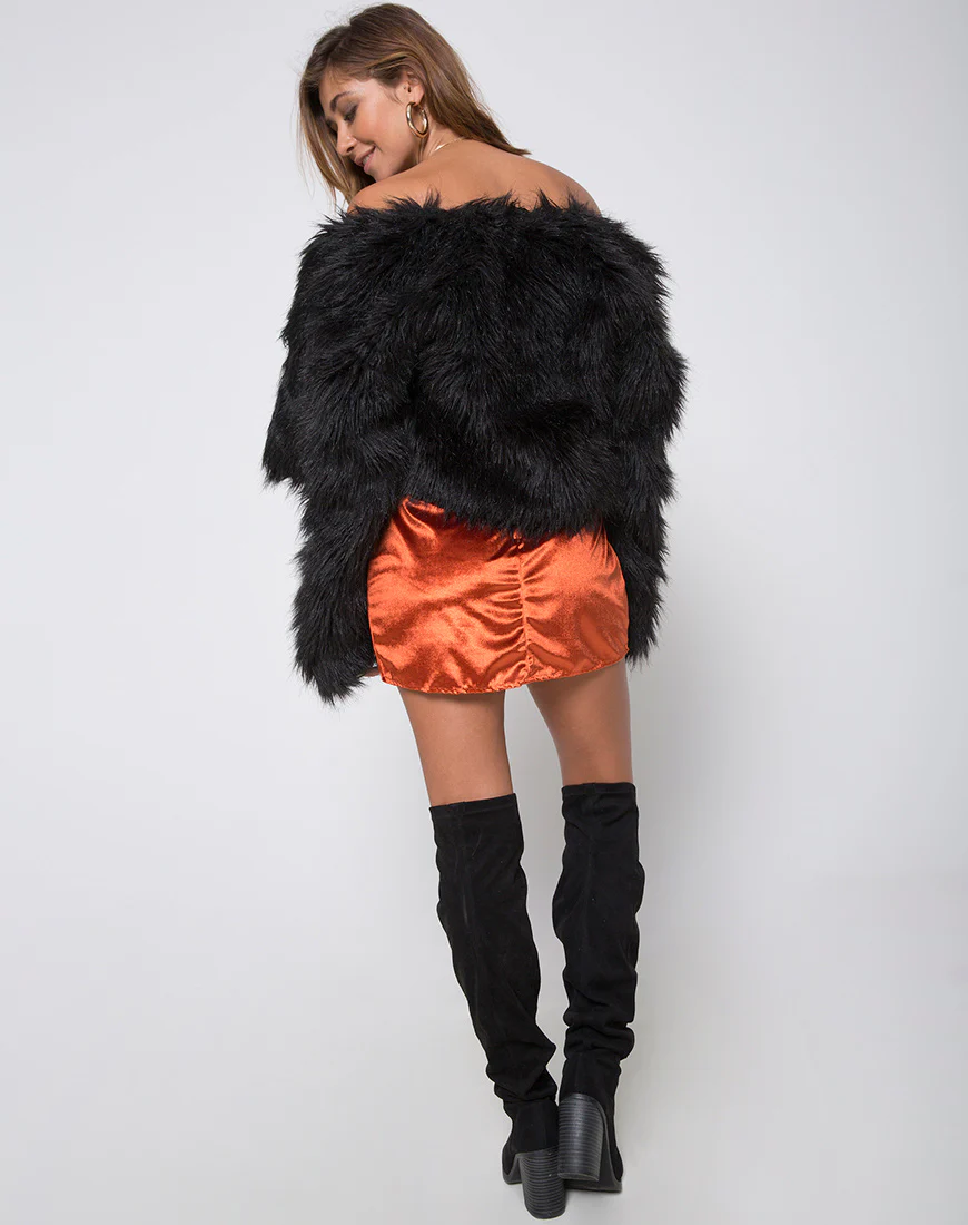Pelmet Mini Skirt in Velvet Rust - Image 4