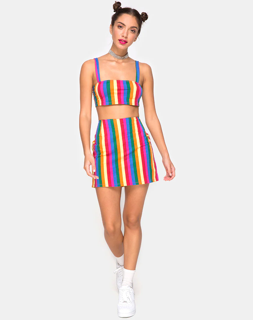 Pelmo Mini Skirt in Good Times Stripe  X Princess Polly - Image 3