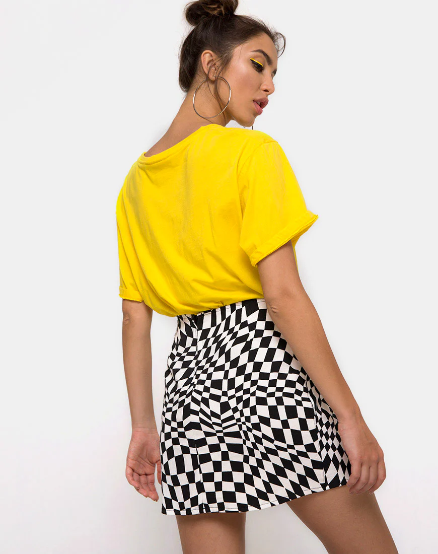 Pelmo Mini Skirt in Square Flag Black and White - Image 2
