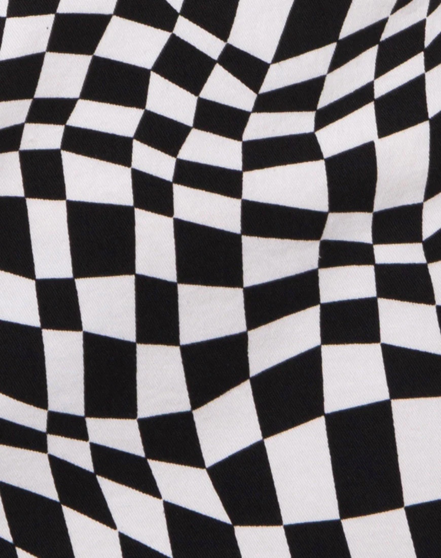 Pelmo Mini Skirt in Square Flag Black and White - Image 5
