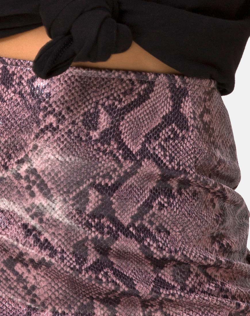 Pelmo Mini Skirt in Snake Mauve - Image 5