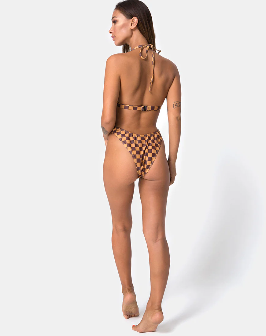 Pesme Bikini Top in Mocha Checker - Image 4