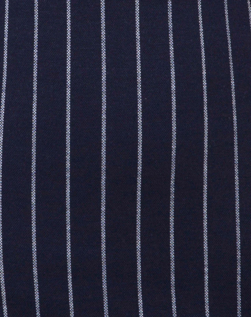 Petra Mini Dress in Navy Pinstripe - Image 5