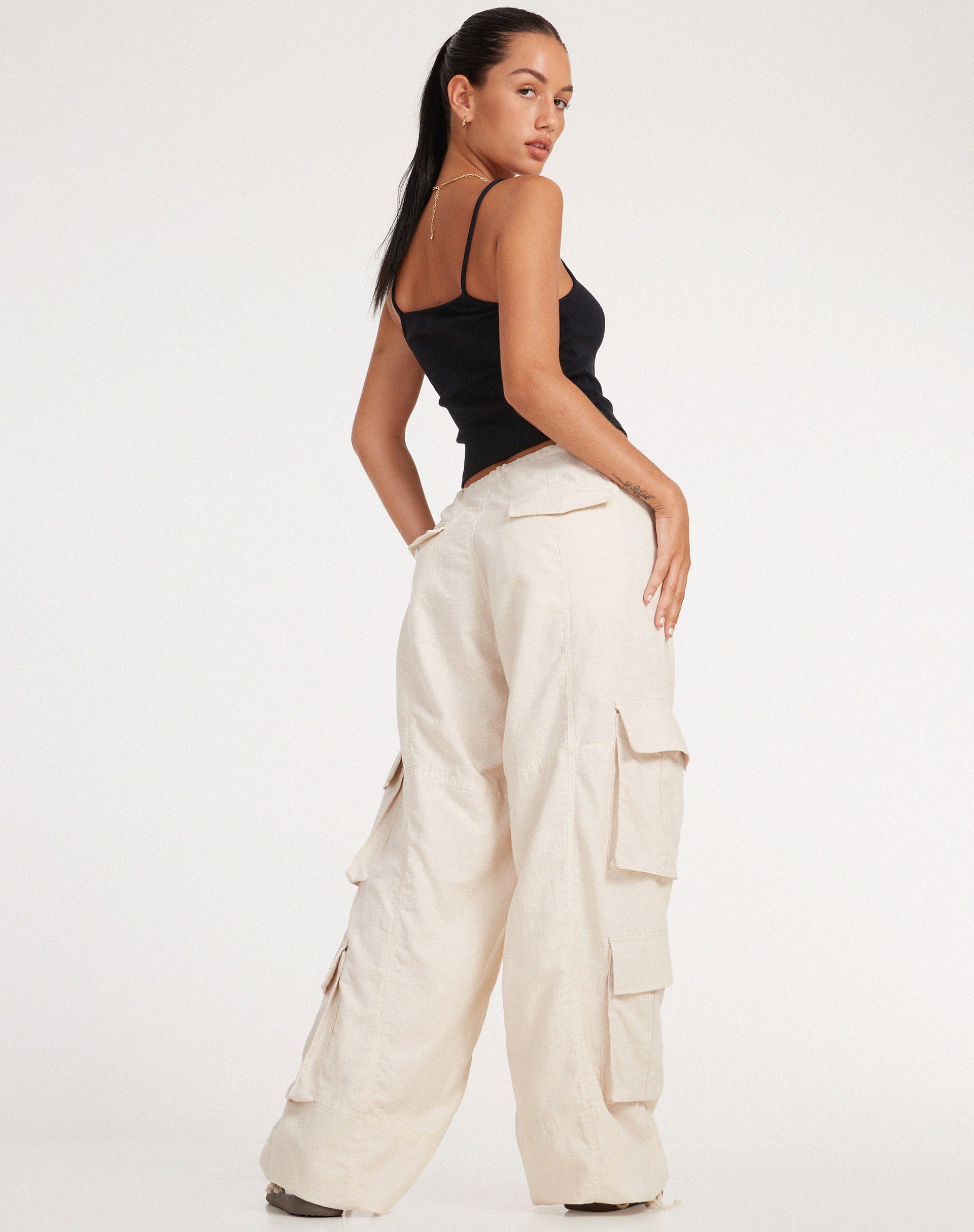 Philia Cargo Trouser in Ecru - Image 2