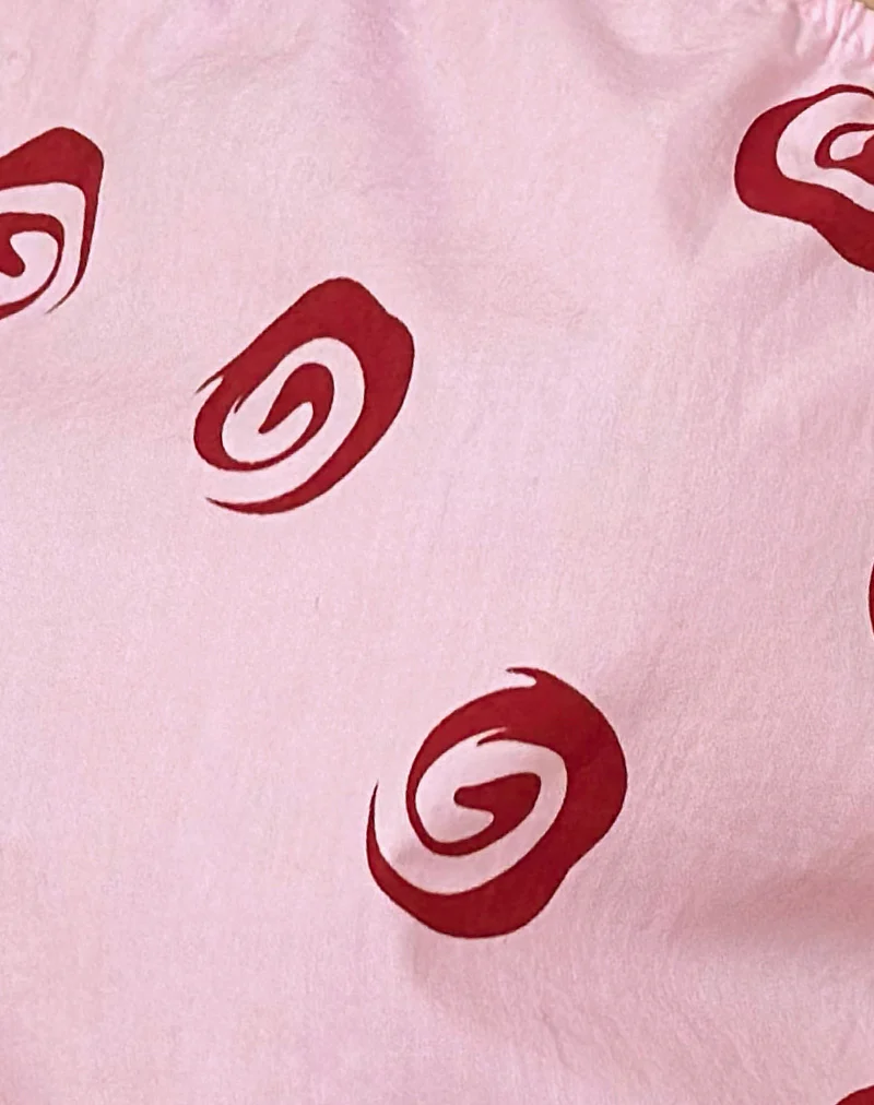 Phire One Shoulder Top in Poplin Swirl Pink - Image 5