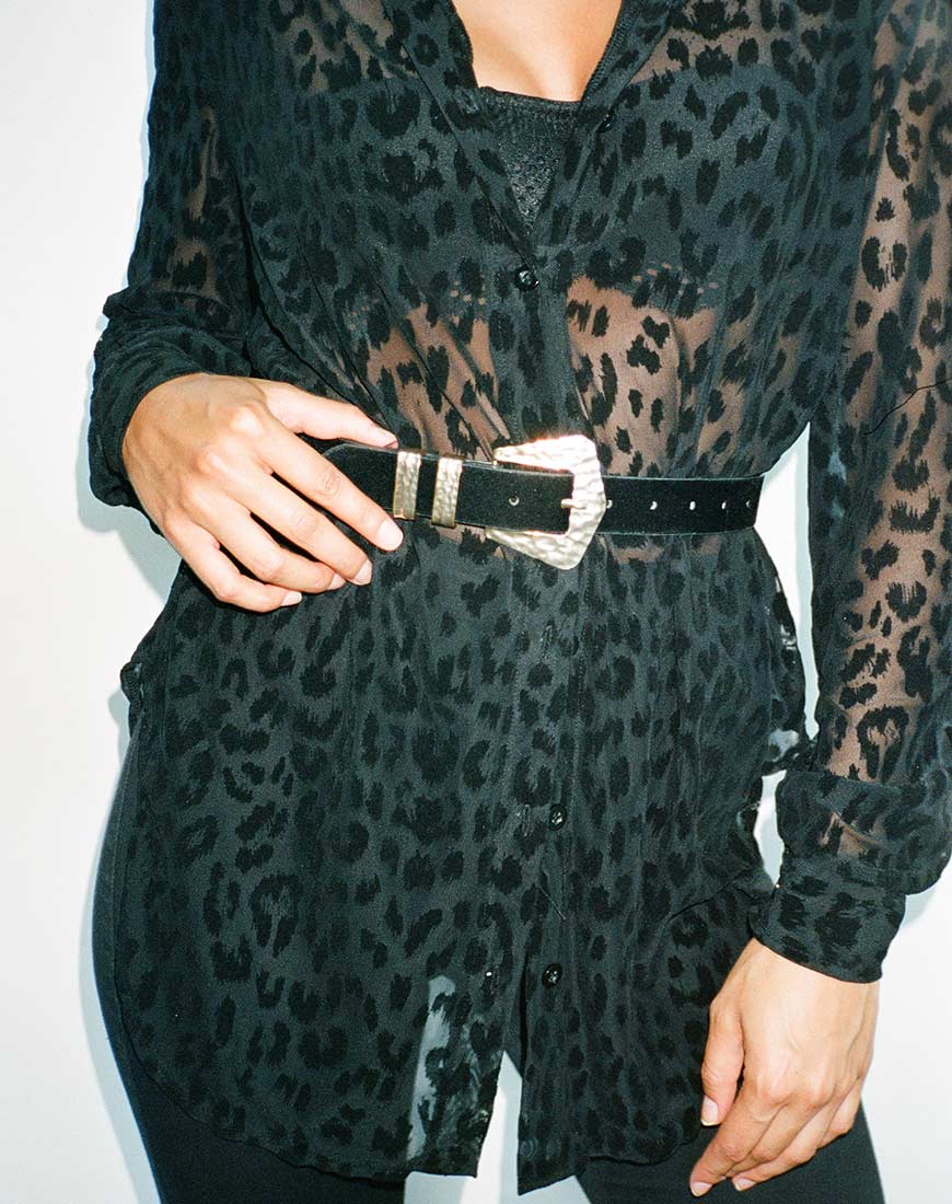 Phobe Shirt in Leopard Flock Net Black - Image 2