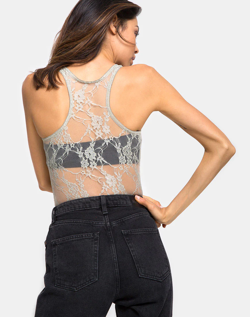 Picot Bodice in Daisy Lace Pistachio - Image 2