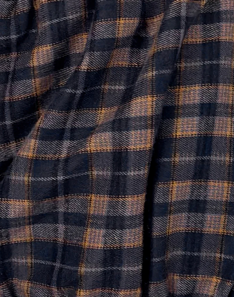 Picu Frill Hem Shorts in Navy and Mustard Check - Image 6