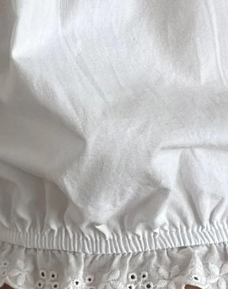Picu Frill Hem Shorts in Poplin White - Image 5