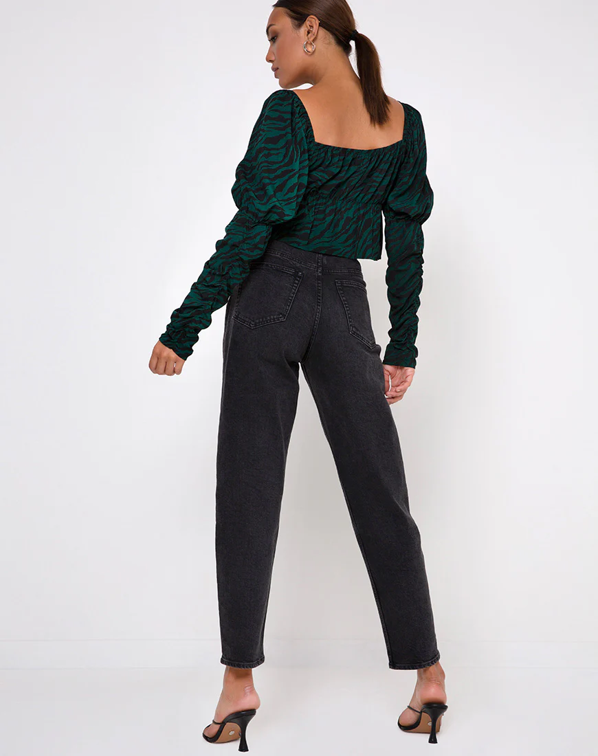 Piery Top in 90's Zebra Forest Green - Image 4