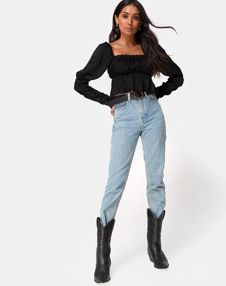 Piery Top in Satin Cheetah Black - Image 3