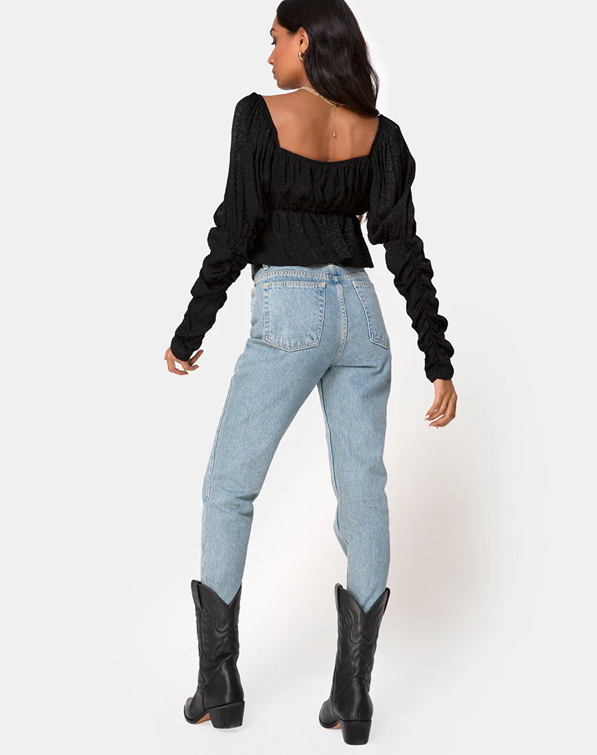 Piery Top in Satin Cheetah Black - Image 4