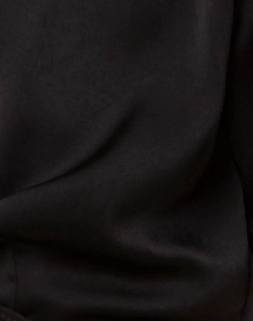 Pilar Blouse in Satin Black - Image 5