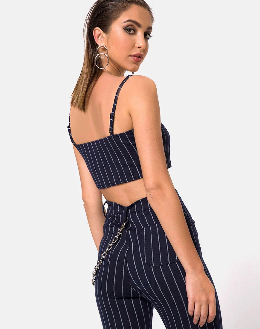Pin Pants in Navy Pinstriped - Image 4
