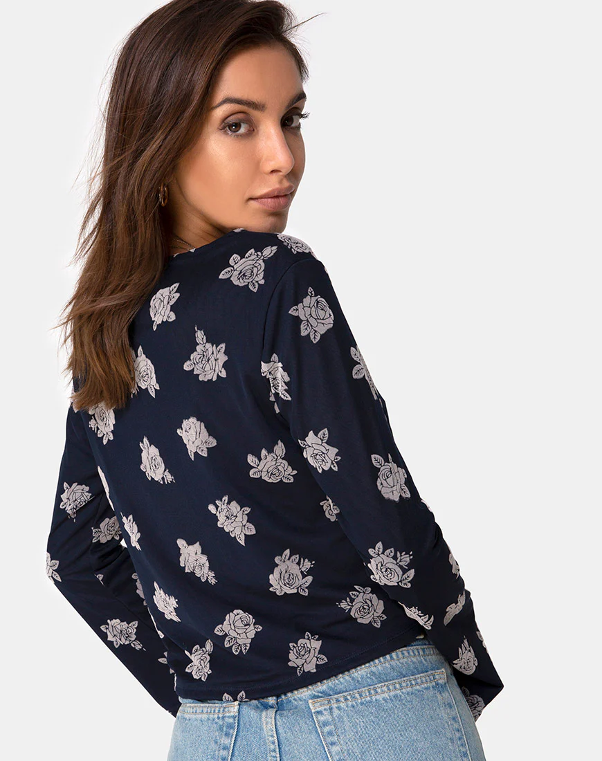 Pique Top in Rose Flock Black Mesh - Image 2
