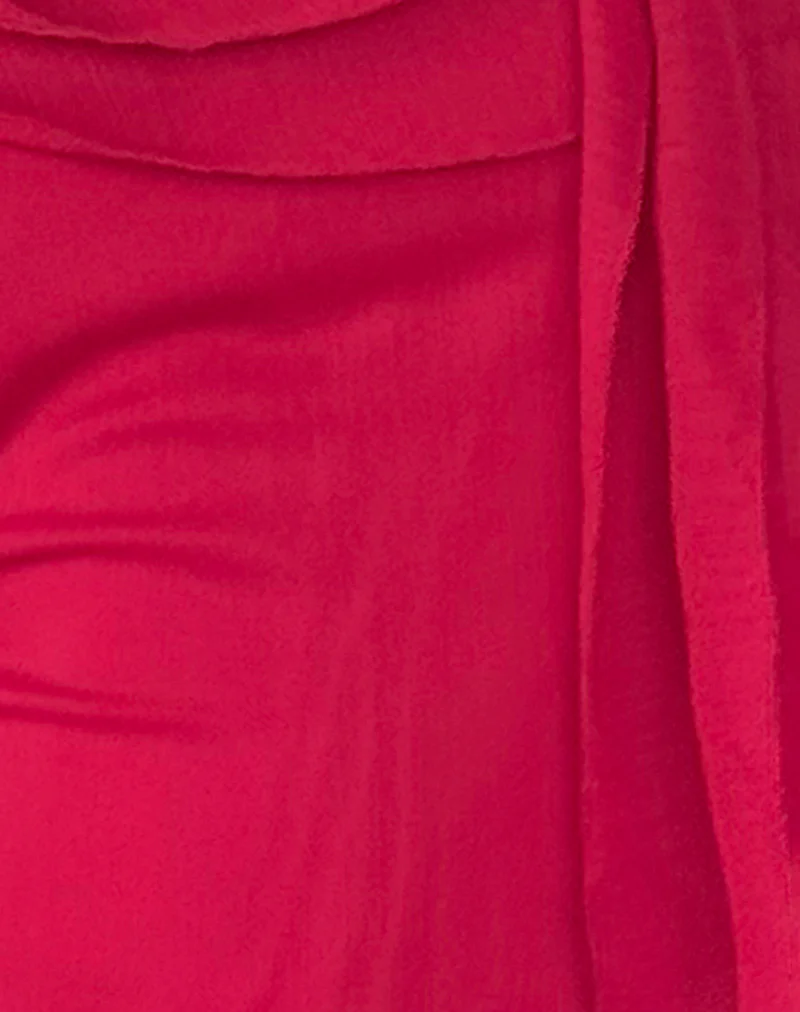 Piro Ruffle Longline Top in Burgundy - Image 6