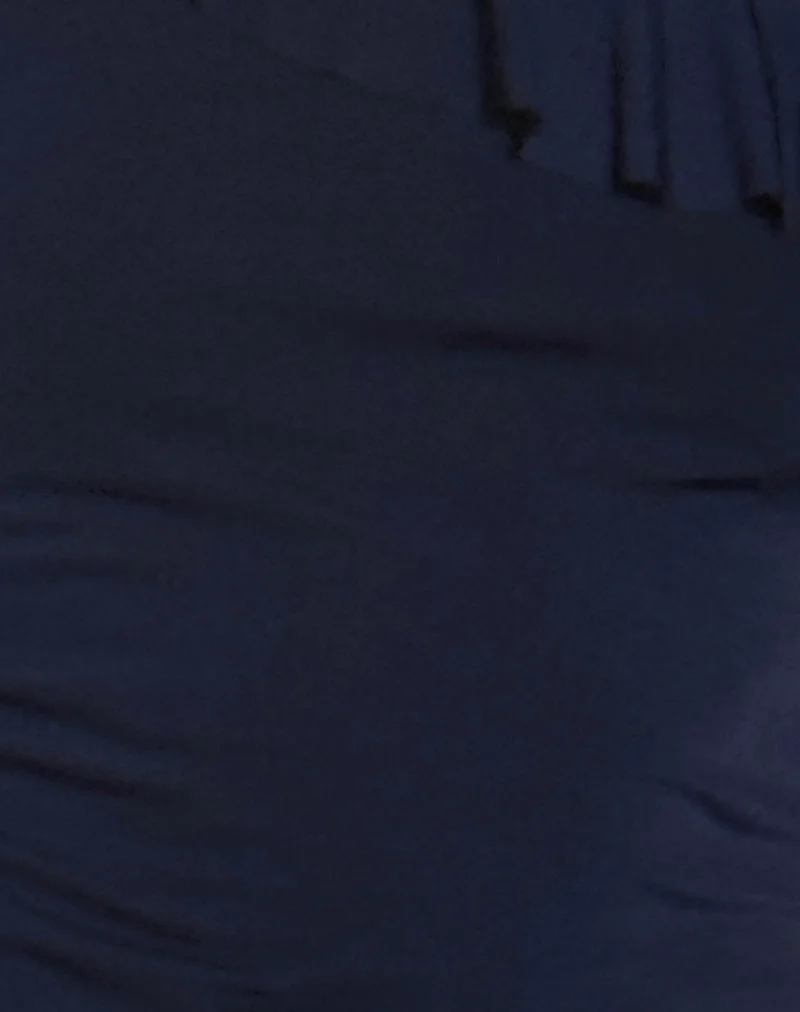 Polly Asymmetric Frill Top in Navy - Image 5