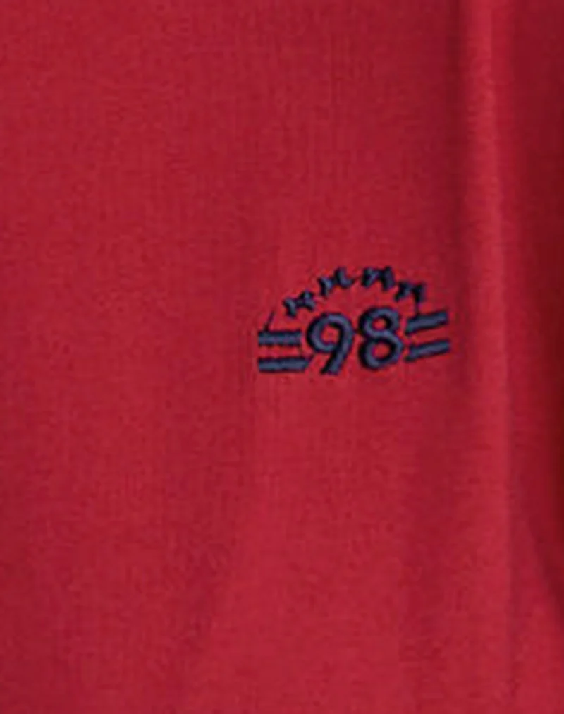 Prata Long Sleeve Top in Adrenaline Red with Navy Binding - Image 6