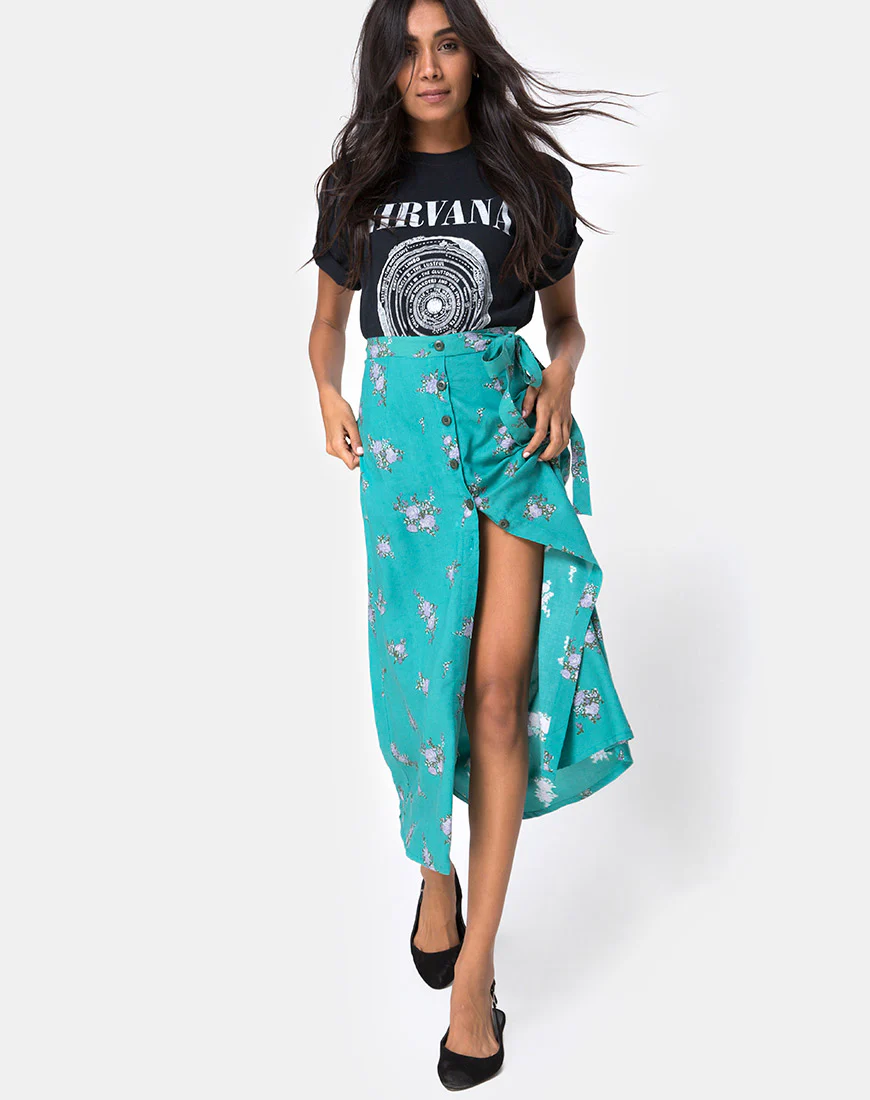 Prema Midi Skirt in Soi Rose Green - Image 2