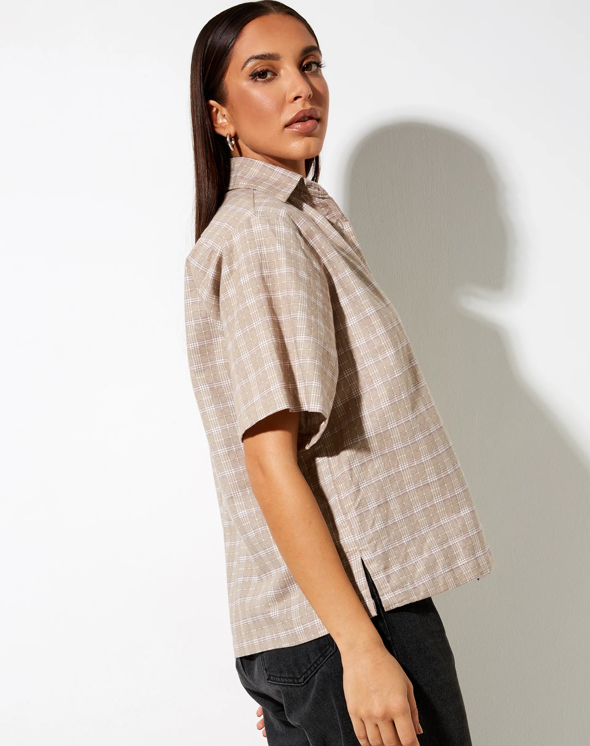 Pride Shirt in Taupe Check - Image 2