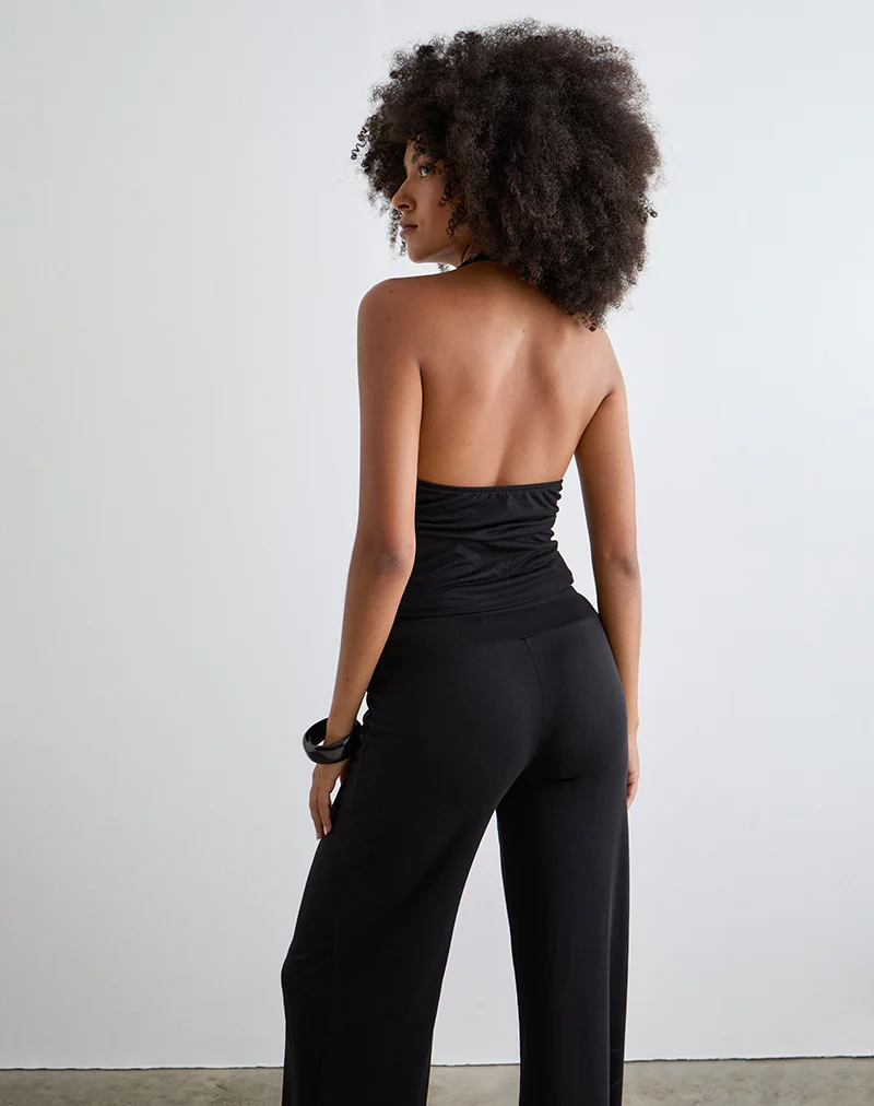 Prilla Halterneck Top in Cupro Black - Image 5