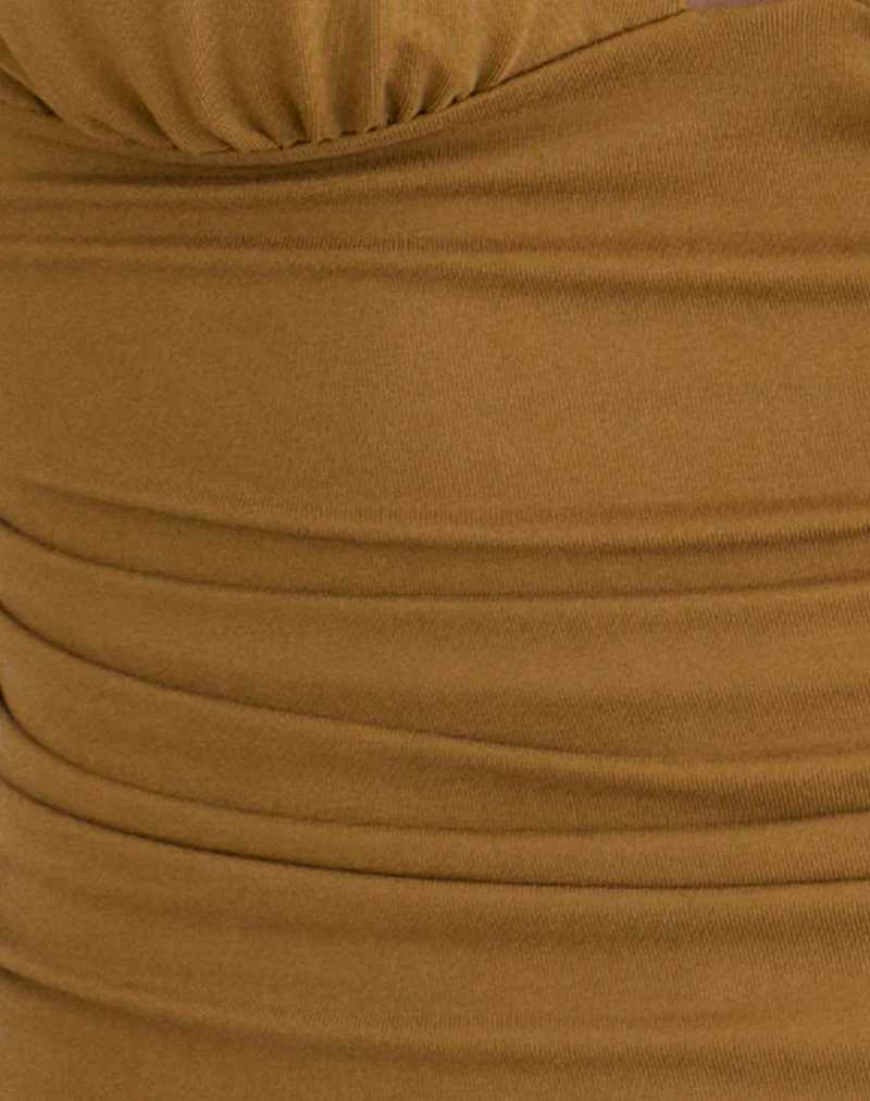 Priska Knotted Top in Cupro Dark Yellow - Image 6