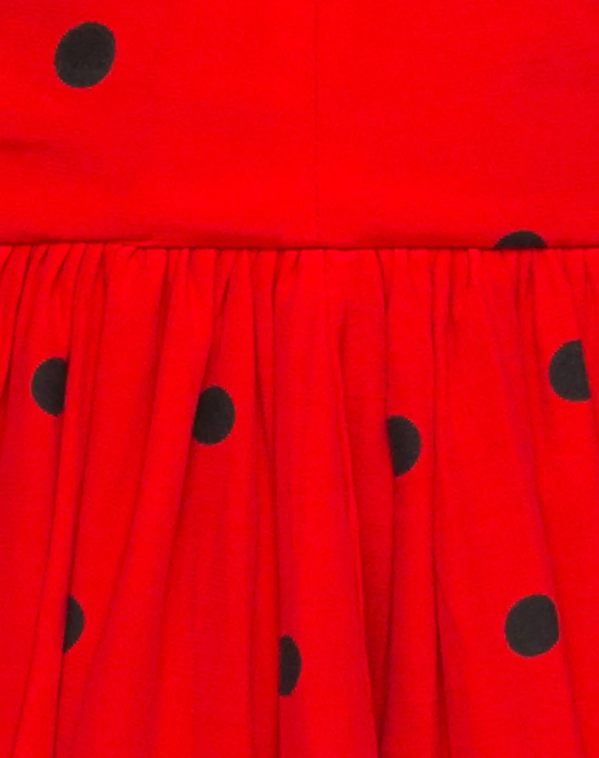Puff Ball Skirt in Polkadot Red and Black - Image 5