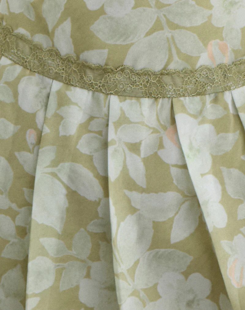Qaireen Mini Dress in Pale Flower Green - Image 6