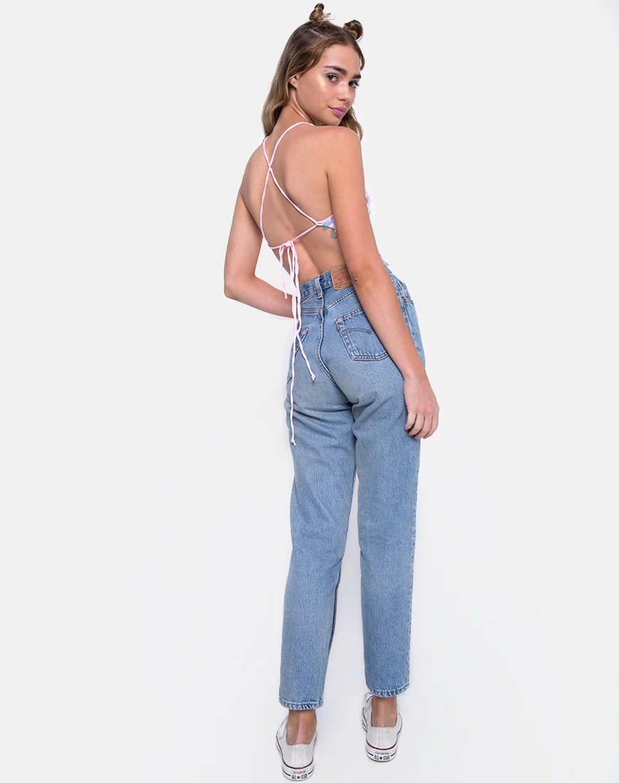Quartz Crop Top in Opal Unicorn Sequin Pink - Image 4