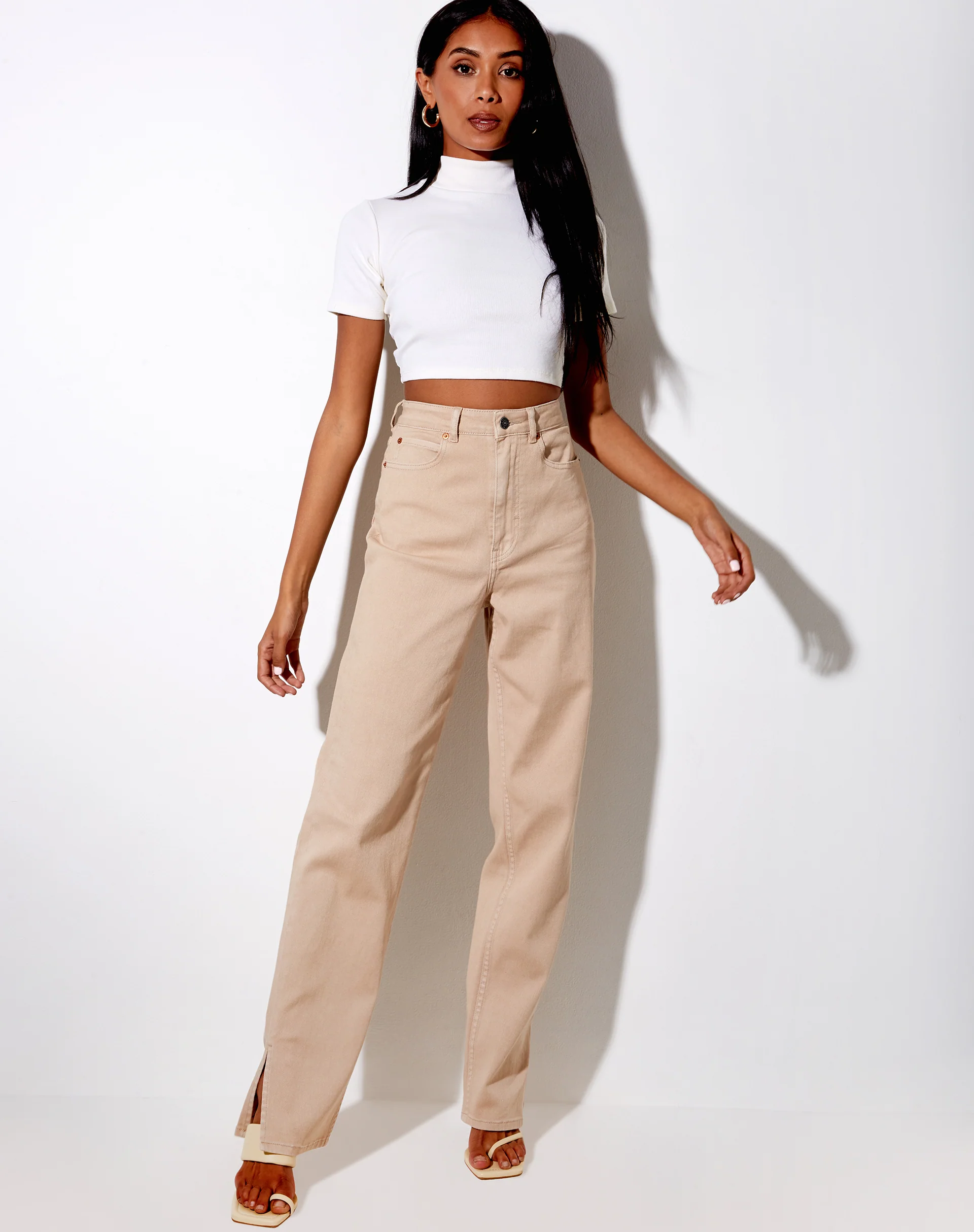 Que Crop Top in Rib Ivory - Image 3