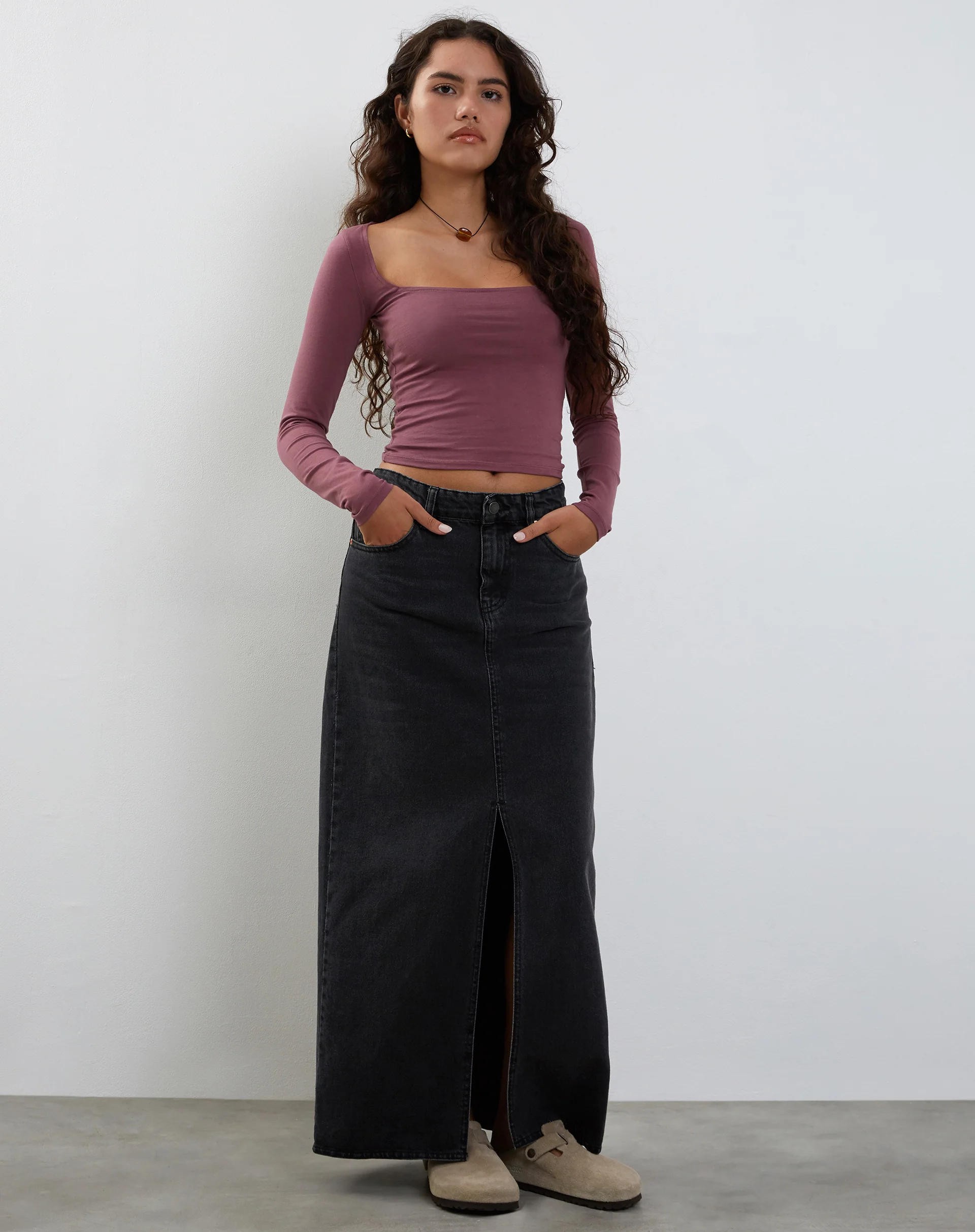 Quebon Long Sleeve Top in Mauve - Image 3