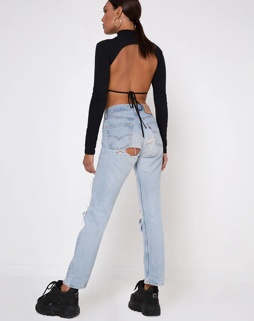 Quelia Crop Top in Black with 'Saint' Embro - Image 5