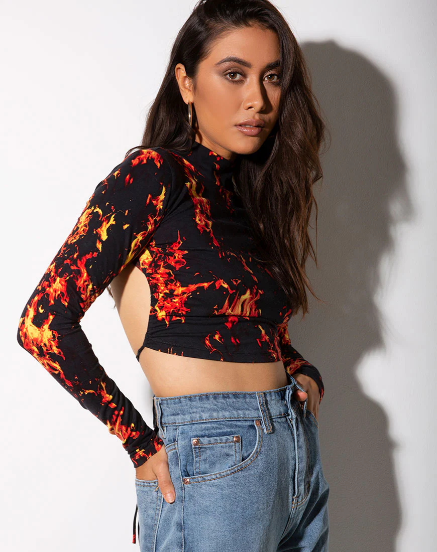 Quelia Crop Top in Fire - Image 4