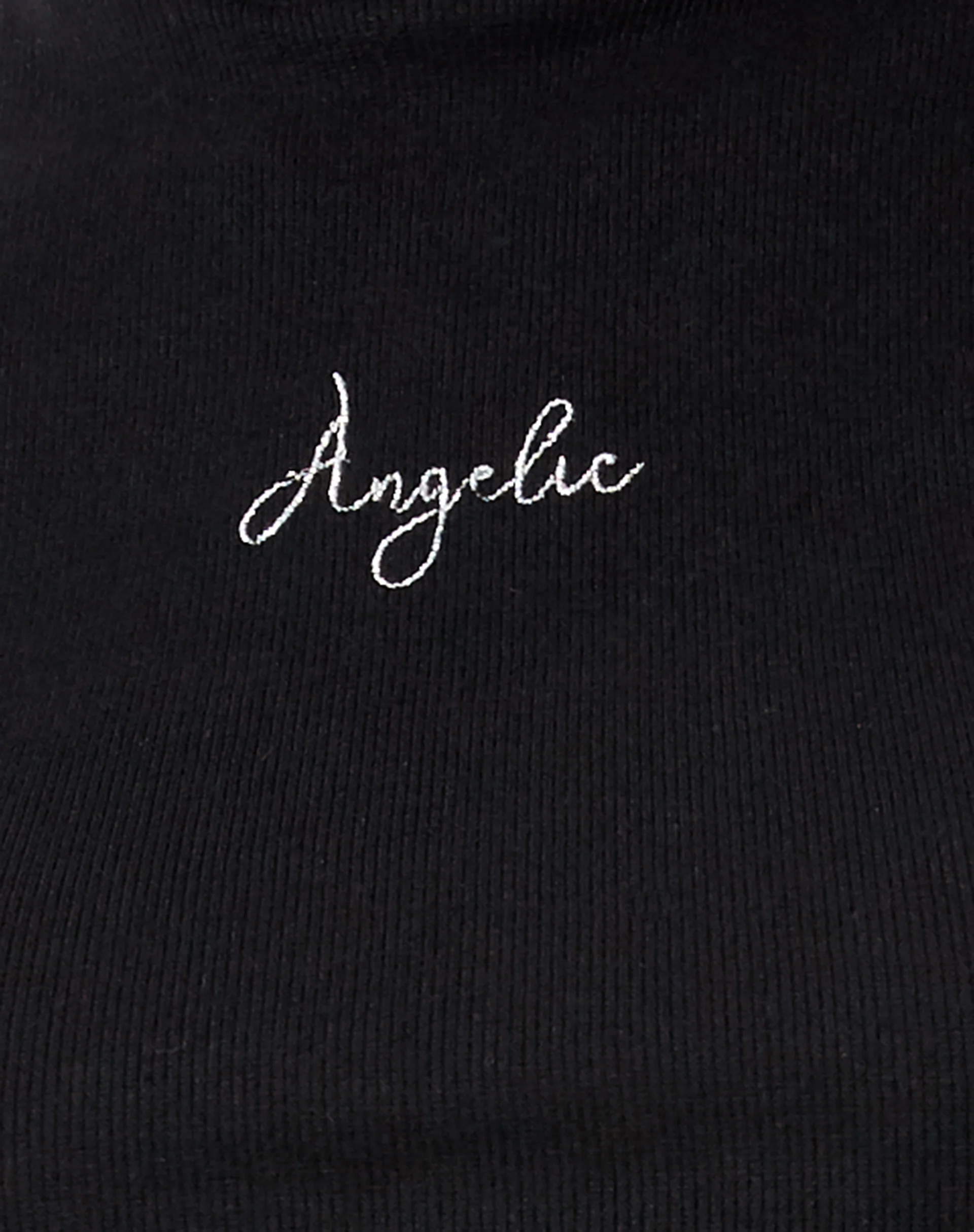 Quera Crop Top in Rib Black 'Angelic' Embro - Image 5