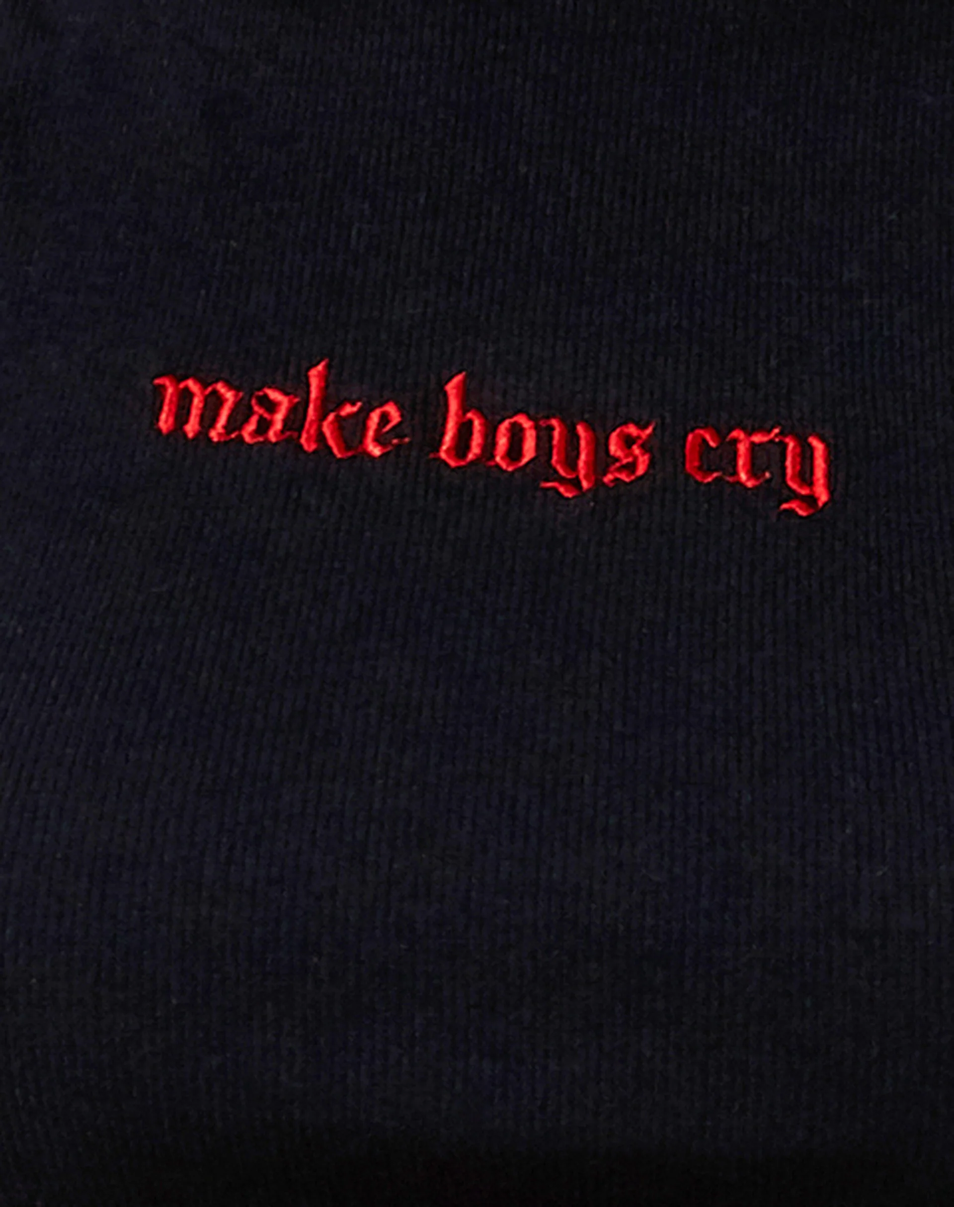 Quera Crop Top in Rib Black with 'Make Boys Cry' Embro - Image 5