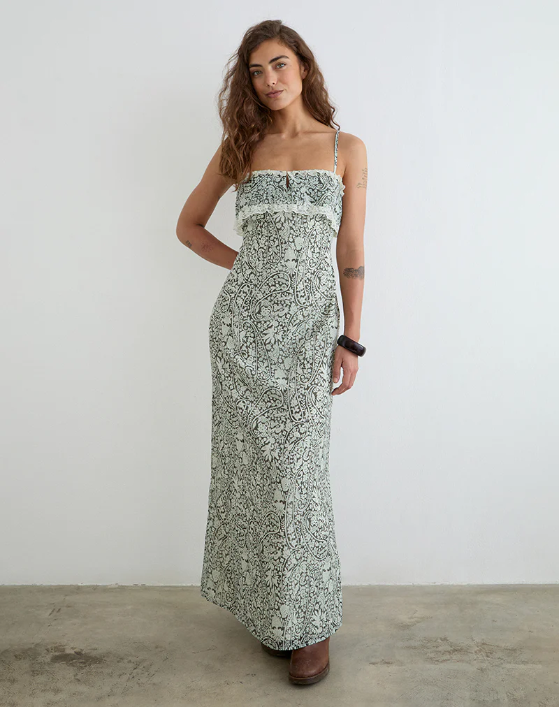 Quilla Maxi Dress in Bloom Paisley Pale Blue - Image 3