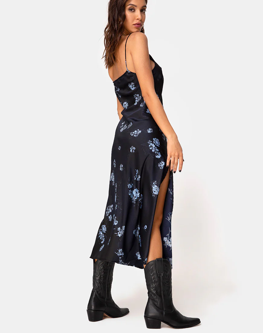 Quinty Dress in Black Mono Flower - Image 2