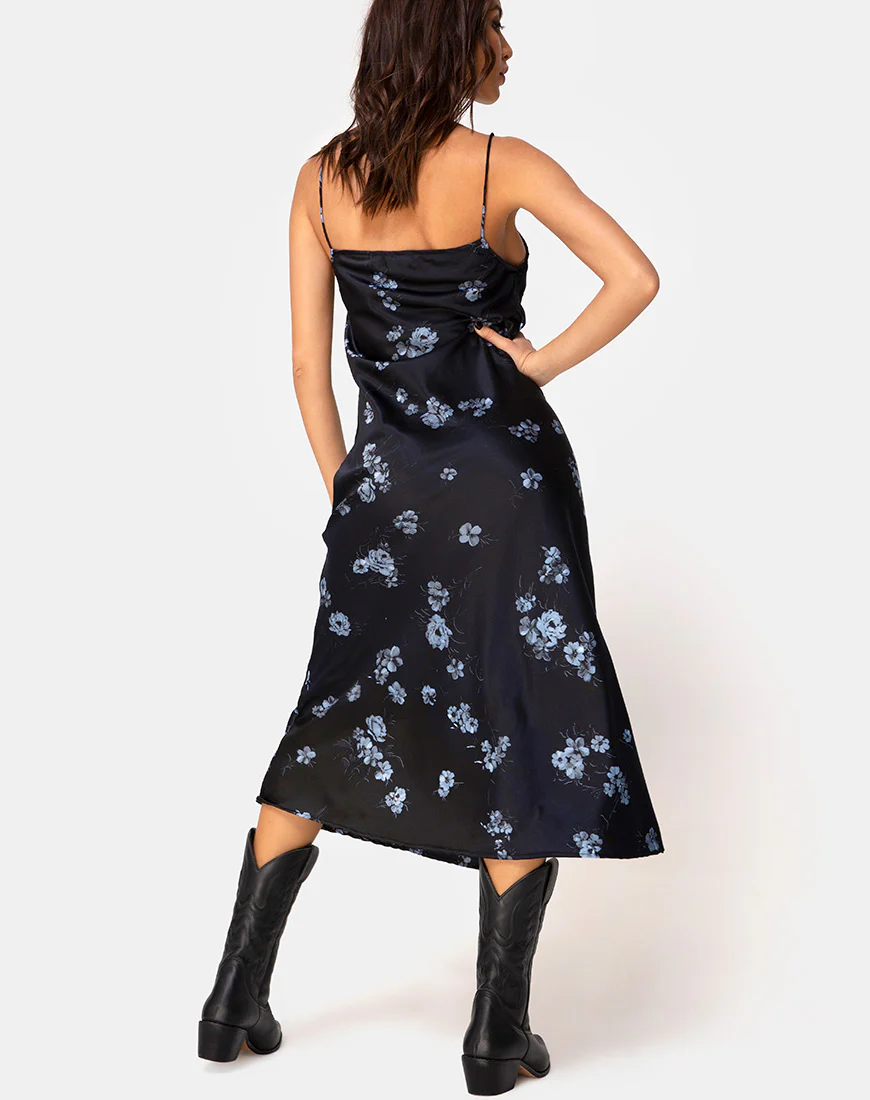 Quinty Dress in Black Mono Flower - Image 4