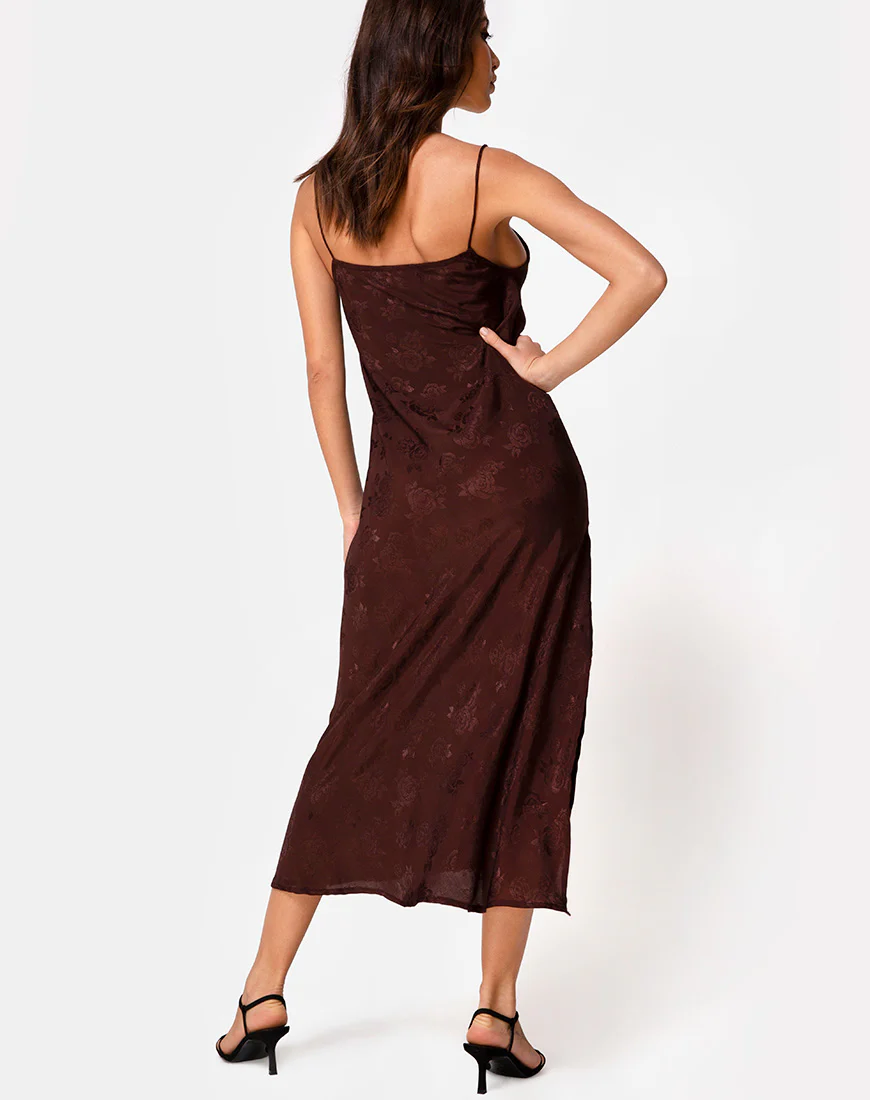 Quinty Dress in Satin Rose Cocoa - Image 4