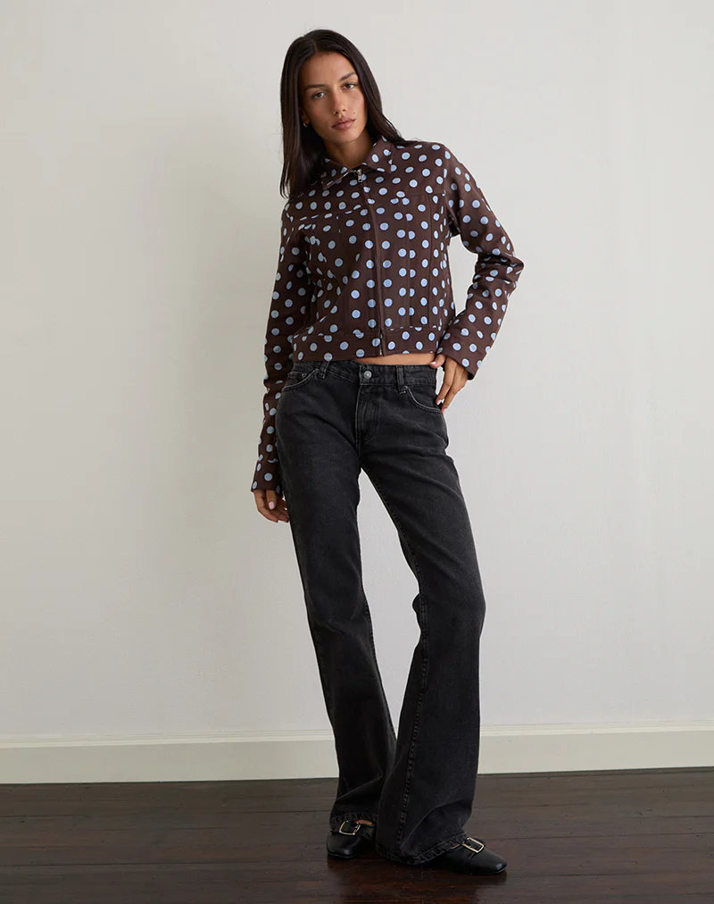 Quorra Jacket in Mono Polka Brown - Image 4