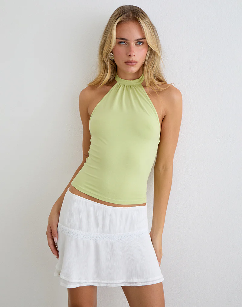 Raceline Halterneck Top in Rayon Jersey Pistachio - Image 4