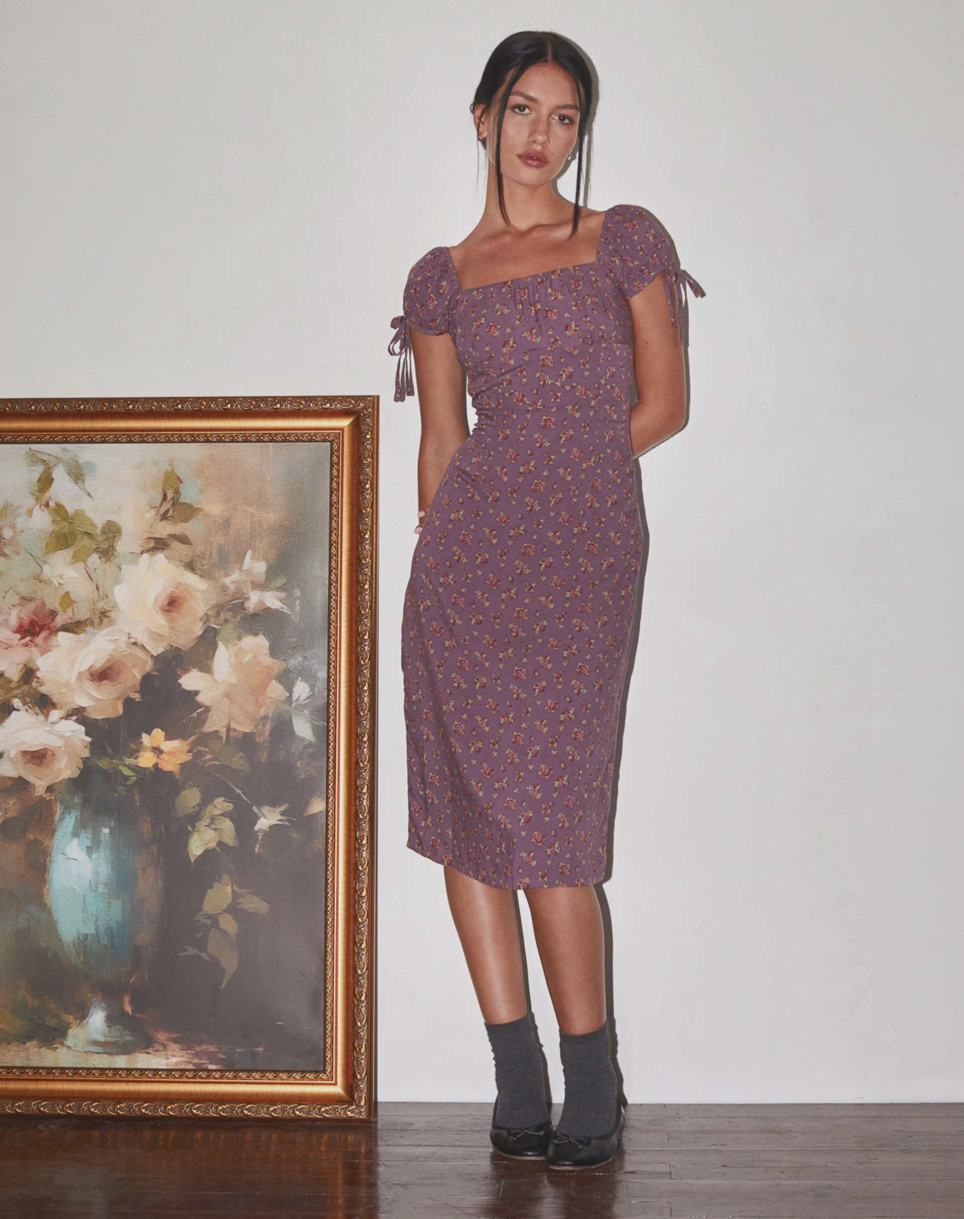 Rachana Midi Dress in Flowing Rose Deep Purple - Image 4