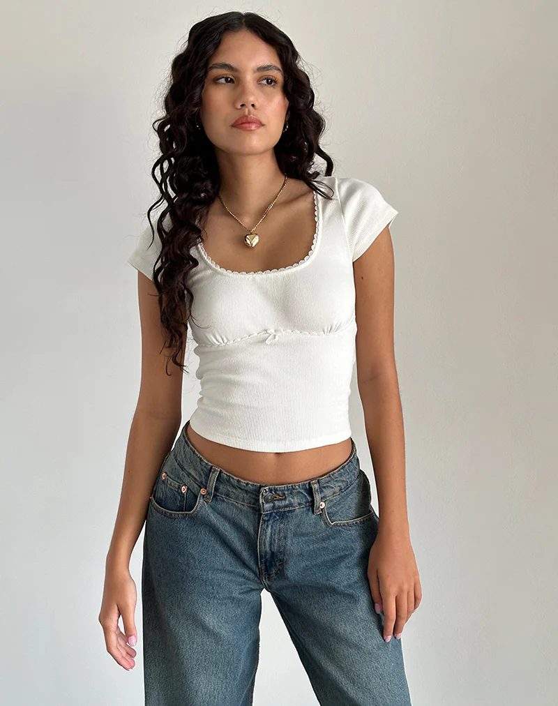 Rada Top in Rib Off White - Image 2