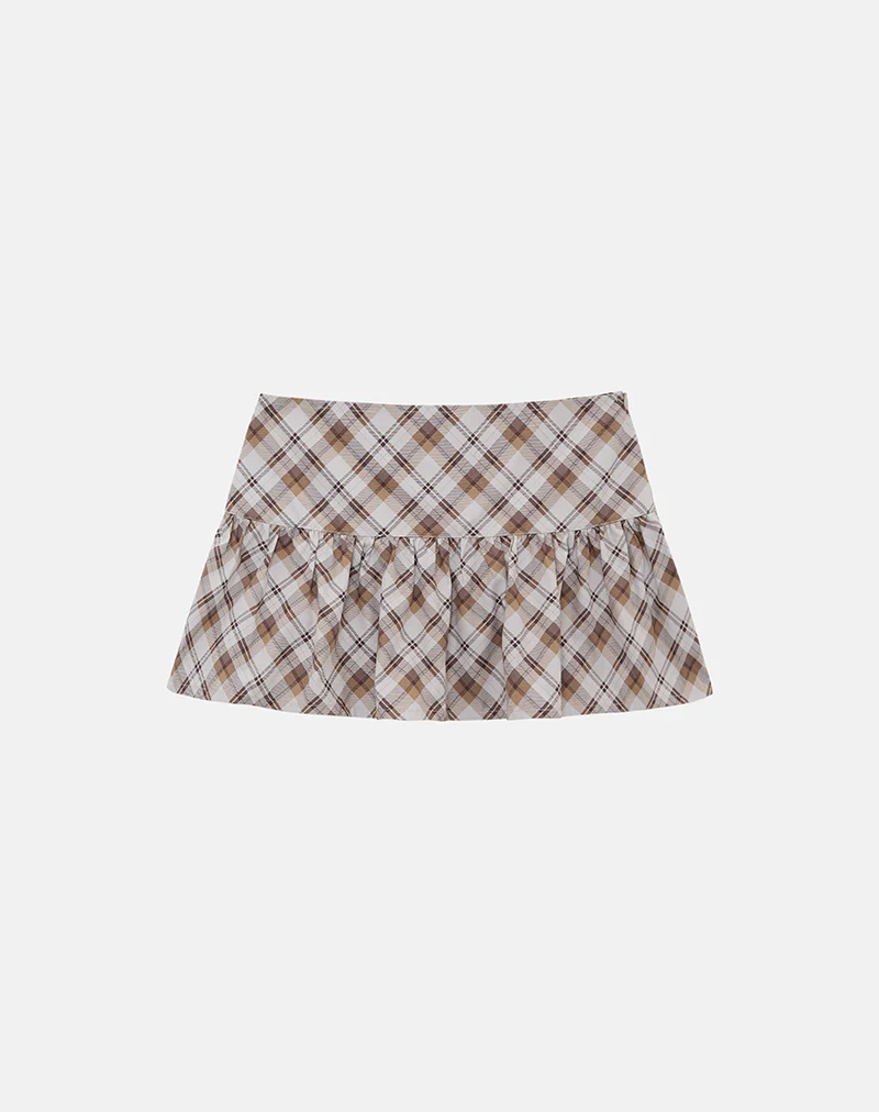 Raffita Mini Skirt in Angled Check Brown - Image 6