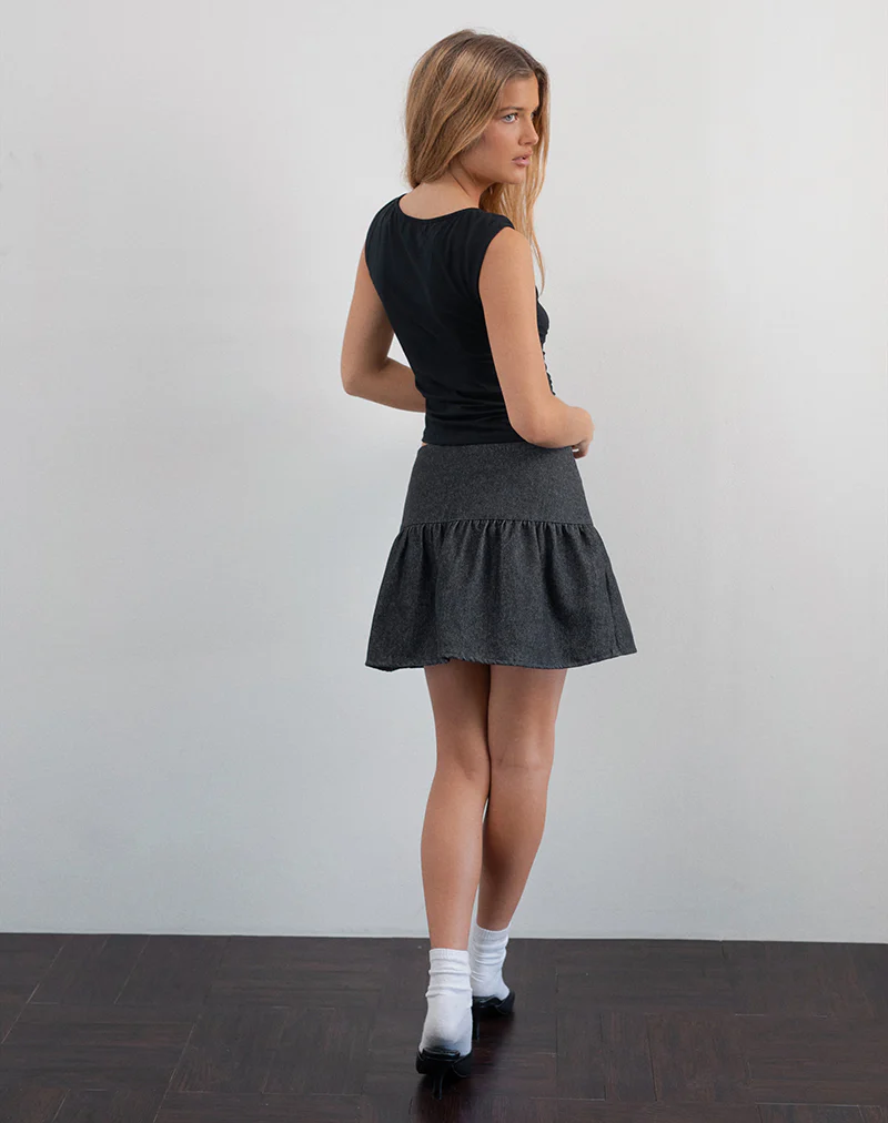 Raffita Mini Skirt in Black Denim Chambray - Image 2