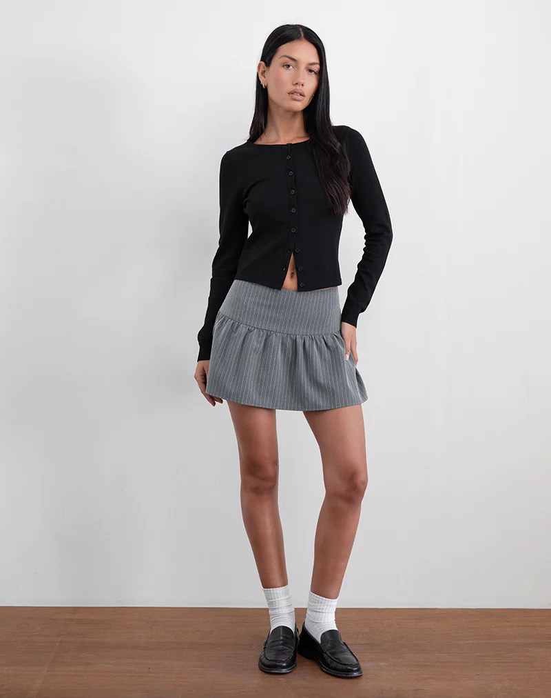 Raffita Mini Skirt in Pinstripe Grey - Image 5