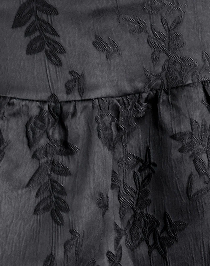 Raffita Mini Skirt in Satin Jacquard Black - Image 6