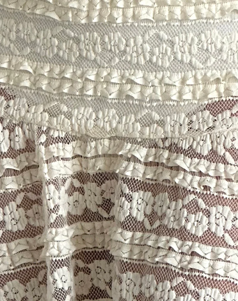Ragna Unlined Mini Skirt in Ivory Lace - Image 6