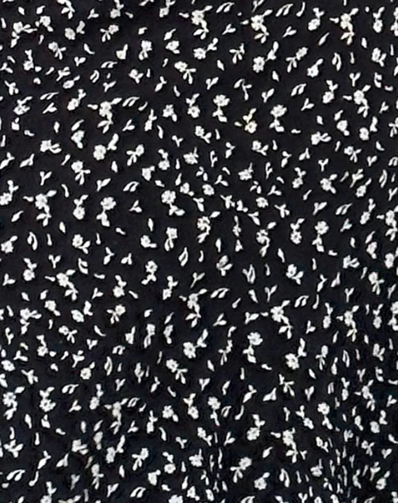 Rahyu Midi Skirt in Black Ditsy Romance - Image 6